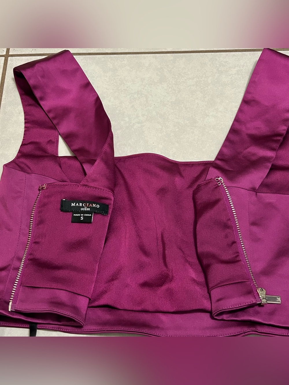 Marciano by Guess Chaya Satin Top in a vibrant magenta - Picture 7 of 8